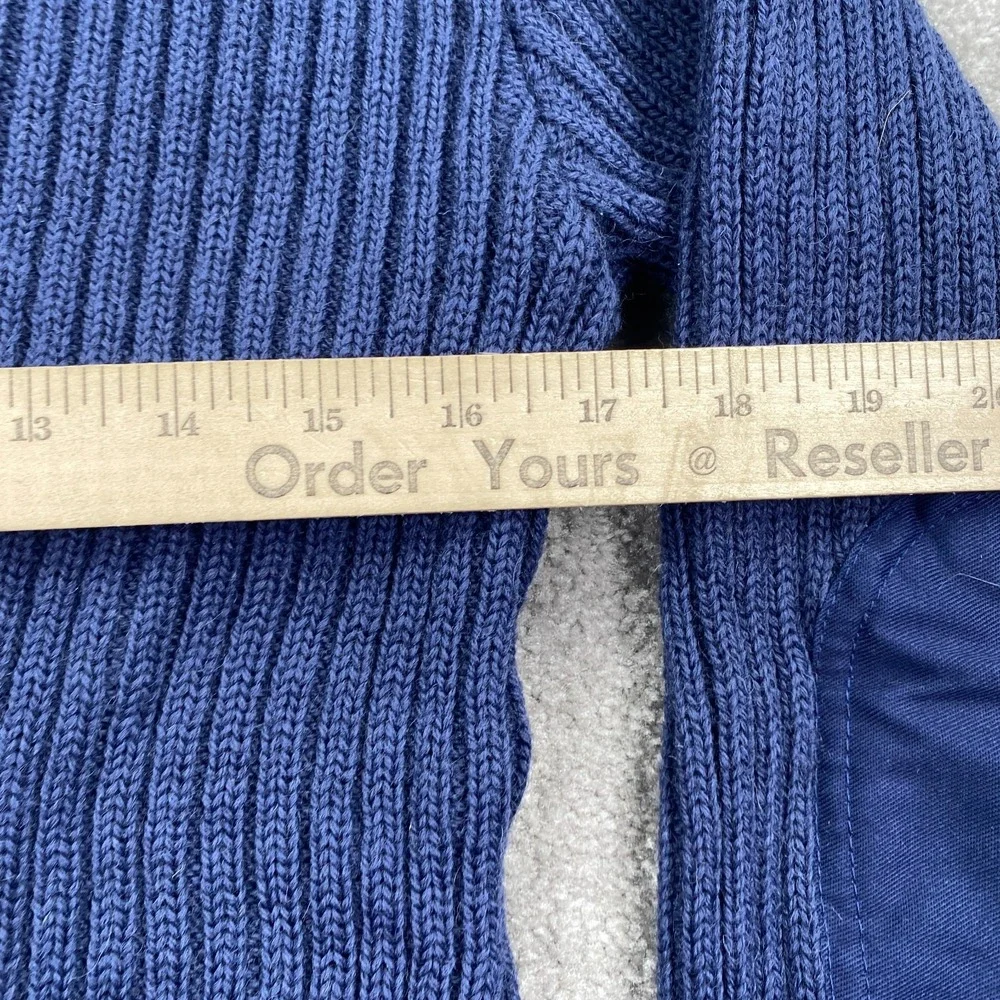 Brigade Quartermasters Wool Pullover Men L 42 Dark Blue V-Neck Elbow Patches